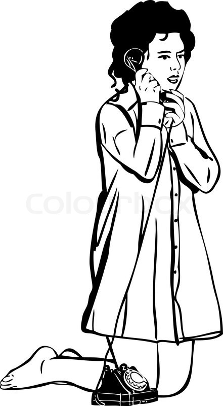 441x800 Sketch A Barefoot Girl Talks By Phone Stock Vector Colourbox