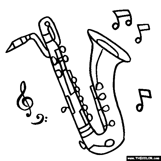 560x560 Baritone Saxophone Coloring Page Kids 2 Saxophones