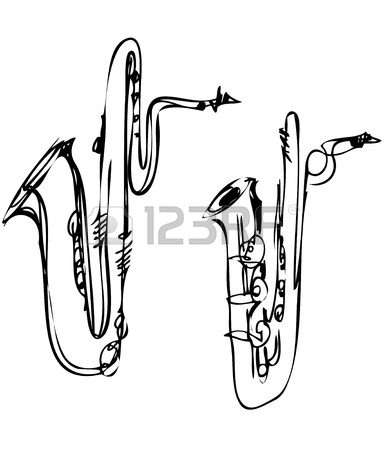 384x450 Sketch Brass Musical Instrument Saxophone Bass Baritone Royalty
