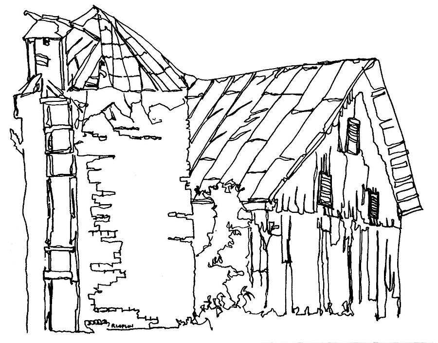 900x704 Barn No.4 Drawing By Rob Loflin