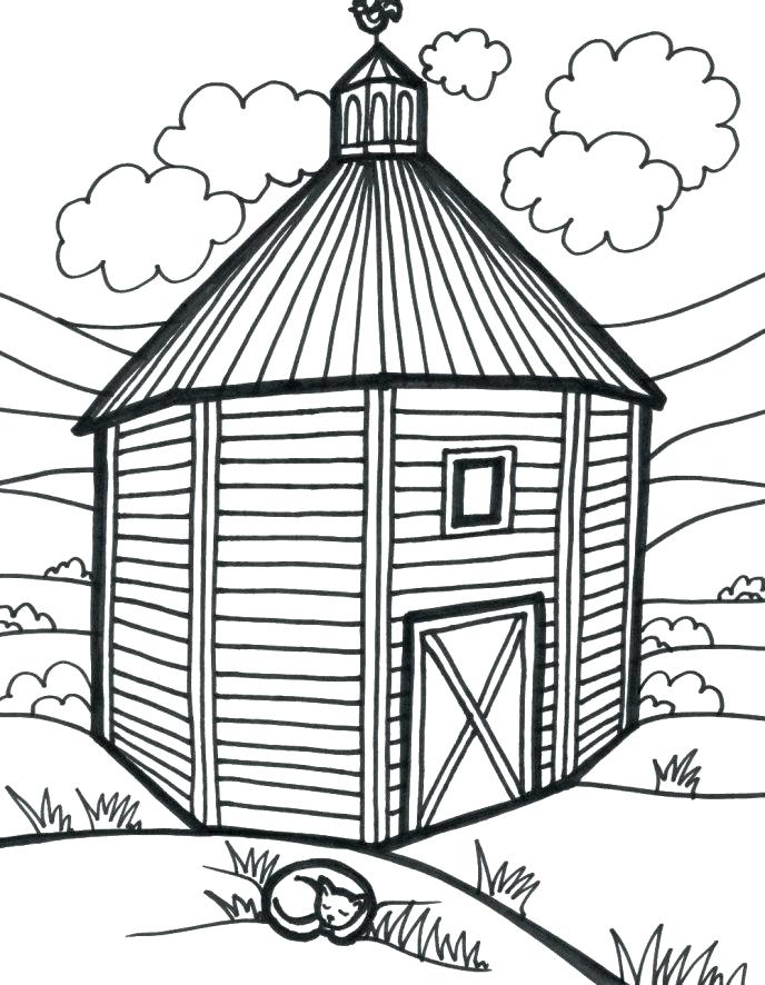 688x886 Drawing Barn Coloring Page Color