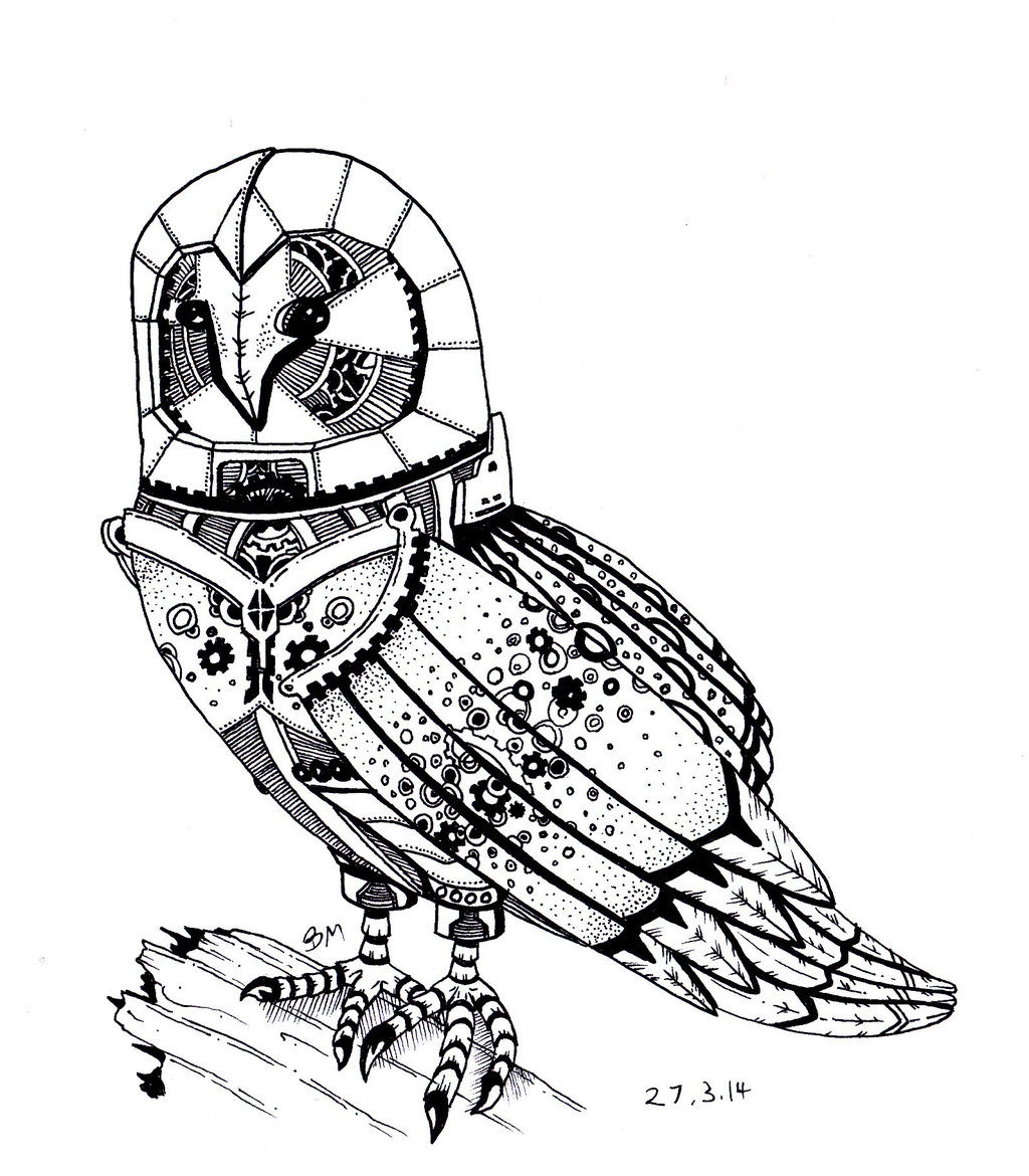 1024x1170 Robotic Barn Owl By Bmillustration