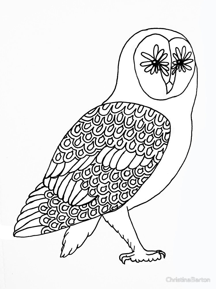 750x1000 Barn Owl Line Art By Christinabarton Redbubble