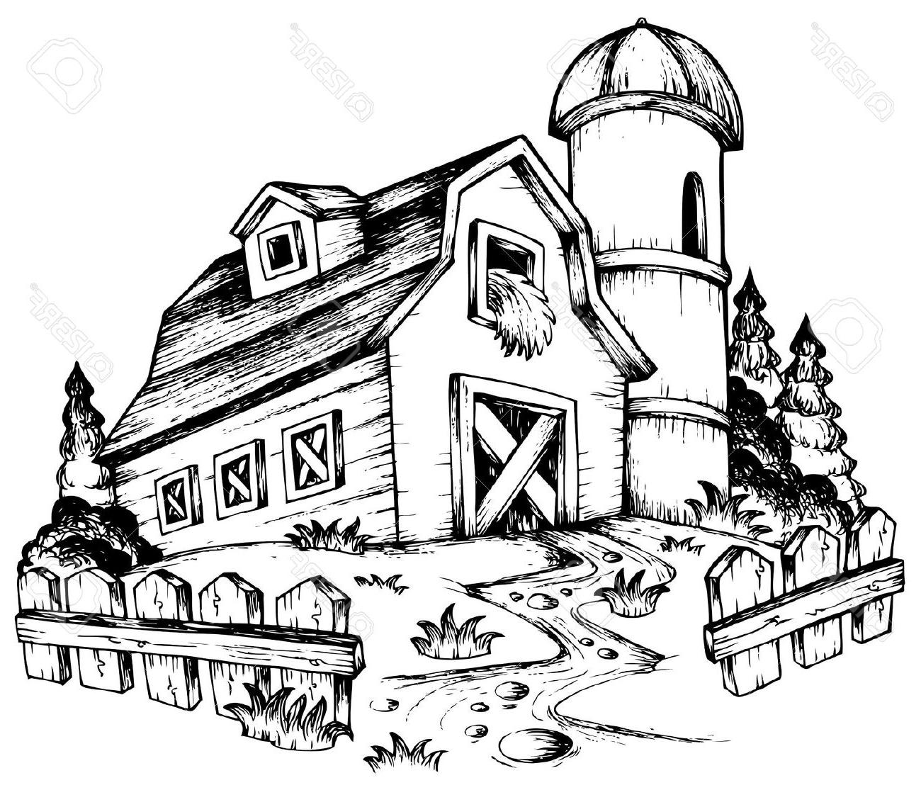 1300x1115 Magnificent Farm Barn Drawing Design Decoration Of Free