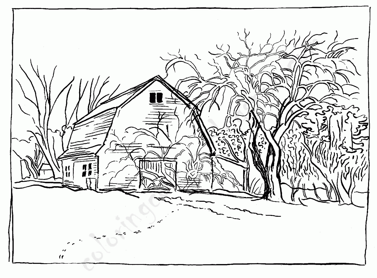 1600x1178 Barn Coloring Pages