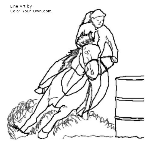 500x500 Barrel Racing Horse Coloring Page