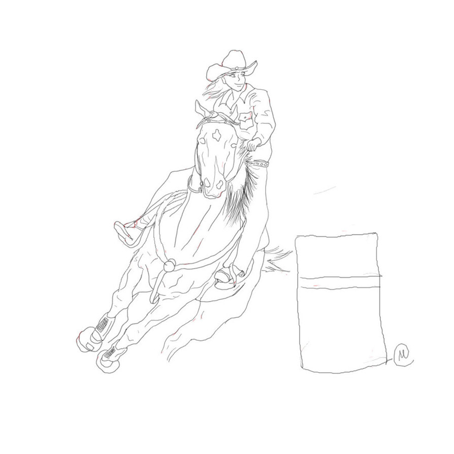 894x894 Barrel Racer Lineart By Drpepperqueen92