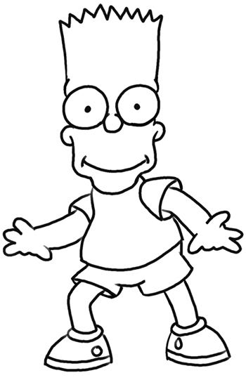 350x541 How To Draw Bart Simpson From The Simpsons Step By Step Drawing