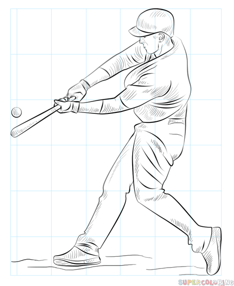 471x575 How To Draw A Baseball Player Hitting The Ball Step By Step