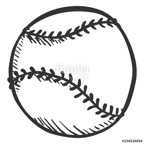 500x500 Vector Pencil Sketch Ball For Baseball Stock Image And Royalty