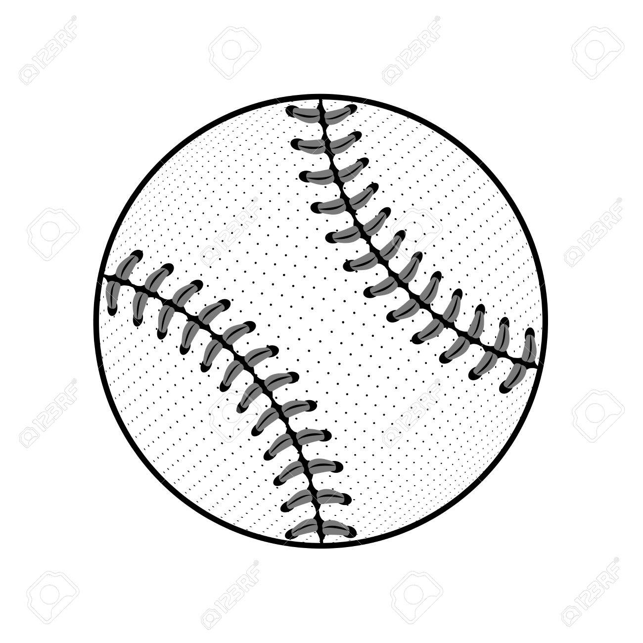 1300x1300 Baseball Ball Sign. Black Softball Icon Isolated On White