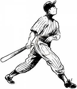 258x300 Black And White Silhouette Of A Batter With A Baseball Bat