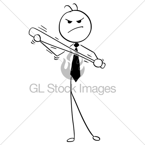 500x500 Cartoon Illustration Of Angry Businessman With Baseball Bat Gl