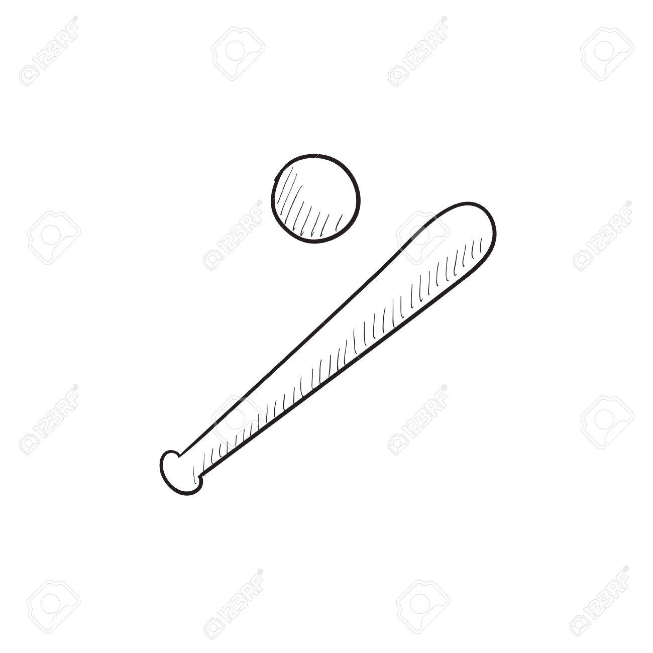 1300x1300 Baseball Bat And Ball Vector Sketch Icon Isolated On Background