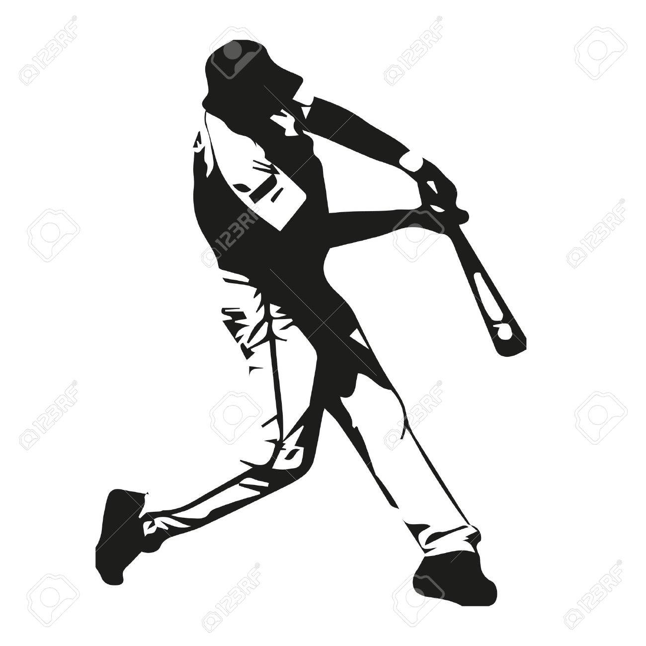 1300x1300 Baseball Player Vector Illustration, Batter Swinging Bat, Hits