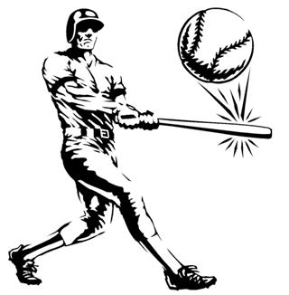 320x326 Batter Hits Ball Decal Sticker