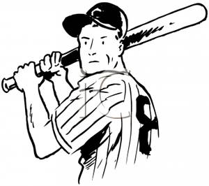 300x266 Black And White Silhouette Of A Baseball Batter Holding A Bat