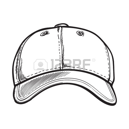 450x450 Clean, Unlabelled Black And White Textile Baseball Cap, Sketch