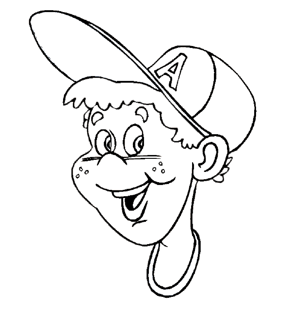 600x638 Baseball Coloring Page Boy With Baseball Cap Coloring Page