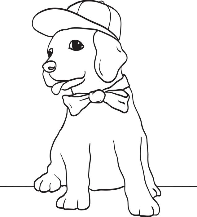 636x700 Free, Printable Puppy Dog Wearing A Baseball Cap And Bow Tie