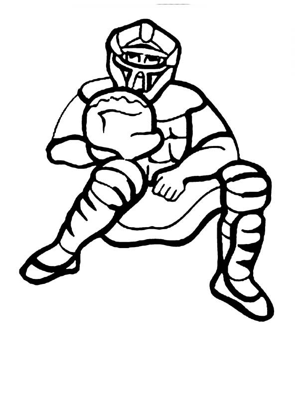 600x797 Baseball Catcher Coloring Page