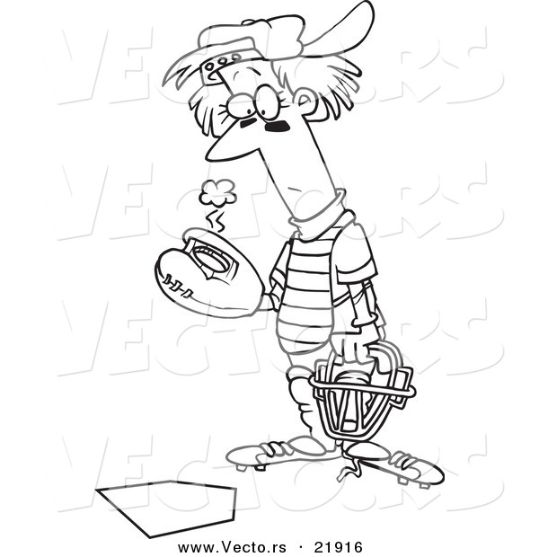 600x620 Vector Of A Cartoon Baseball Catcher