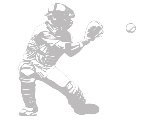 500x400 Baseball Catcher Sudden Shadows Giant Wall Decal