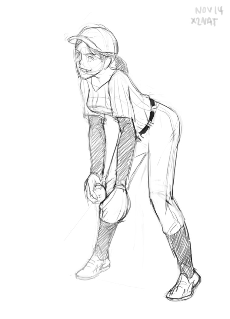 759x1053 Baseball Girl Sketch By X2nat