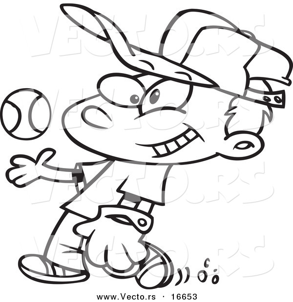 600x620 Vector Of A Cartoon Boy Tossing And Catching A Baseball