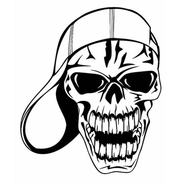 640x640 Skull Halloween Baseball Hat Sticker Punk Death Decal Horror