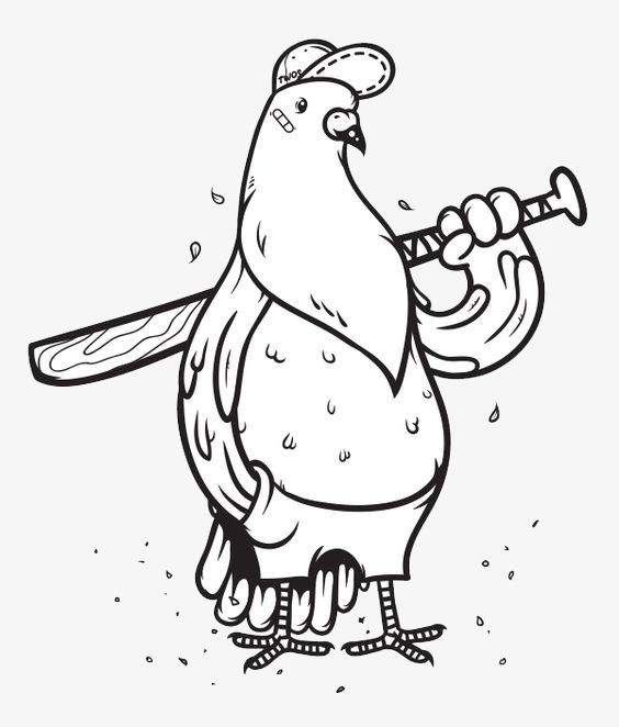 564x662 Big Cock Baseball, Line Drawing, White, Animal Png And Psd File
