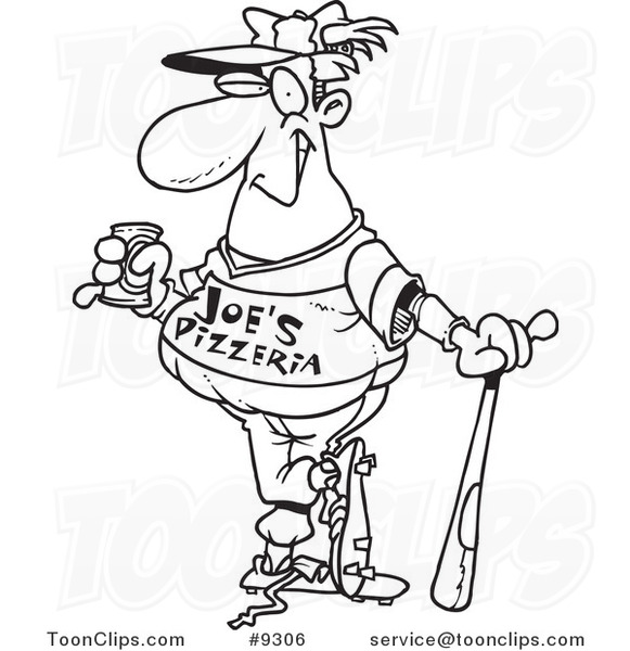 581x600 Cartoon Black And White Line Drawing Of A Baseball Player Drinking