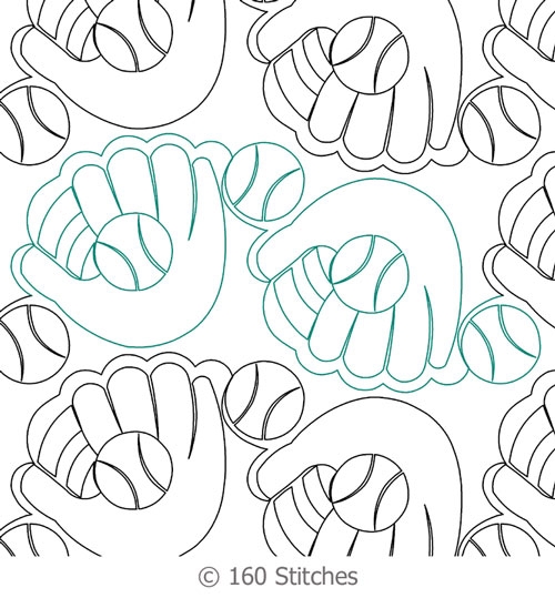 500x539 Baseball Glove And Ball 160 Stitches Digitized Quilting Designs