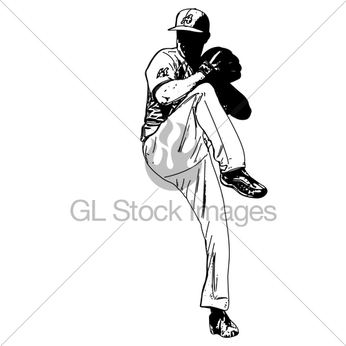 500x500 Baseball Pitcher, Sketch Illustration Gl Stock Images