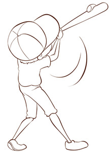 217x300 Illustration Of Plain Sketch Of Male Baseball Player On