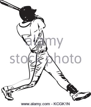 300x353 A Vector Illustration Of Baseball Players Playing In A Baseball
