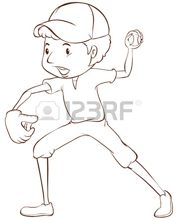 360x450 Illustration Of A Sketch Of The Baseball Players In Red Uniform