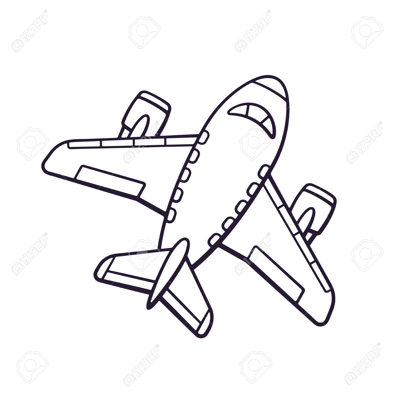 1300x1300 Vector Illustration. Hand Drawn Doodle Of Toy Plane. Travel By