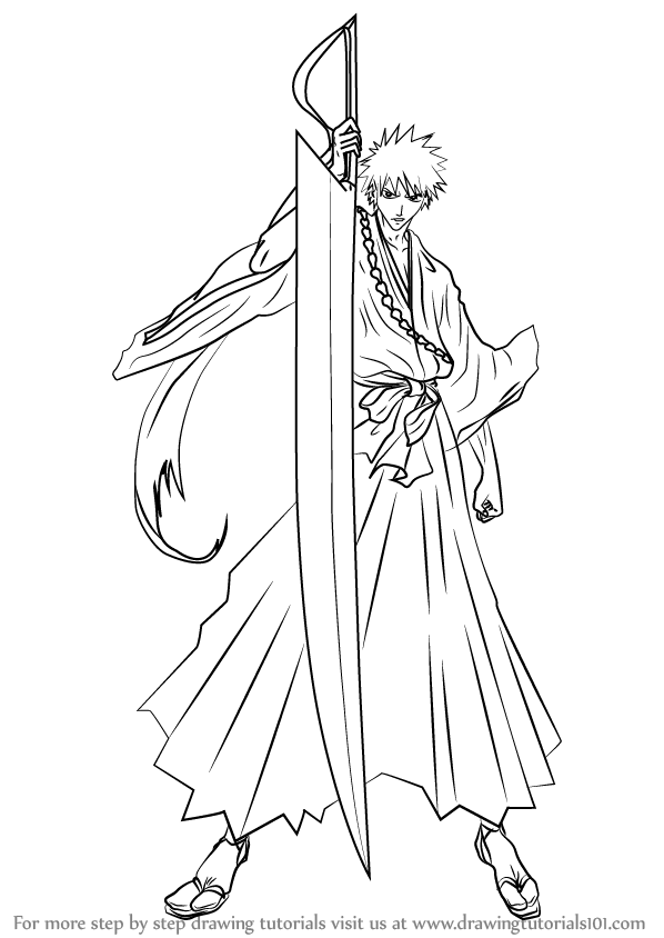 598x844 Learn How To Draw Ichigo Kurosaki From Bleach (Bleach) Step By