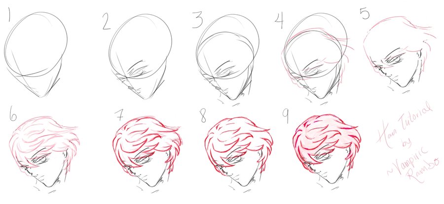 900x414 Basic Hair Drawing By Vampiricrambo