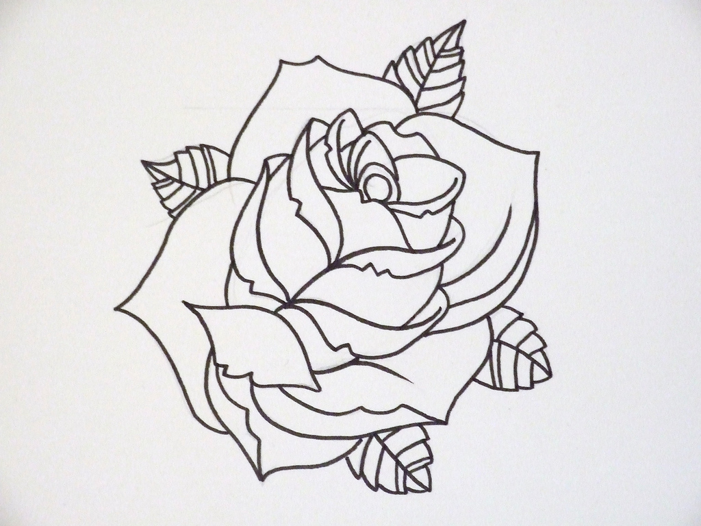 1024x768 Rose Outline Basic Rose Outline, Good Bit Of Flash