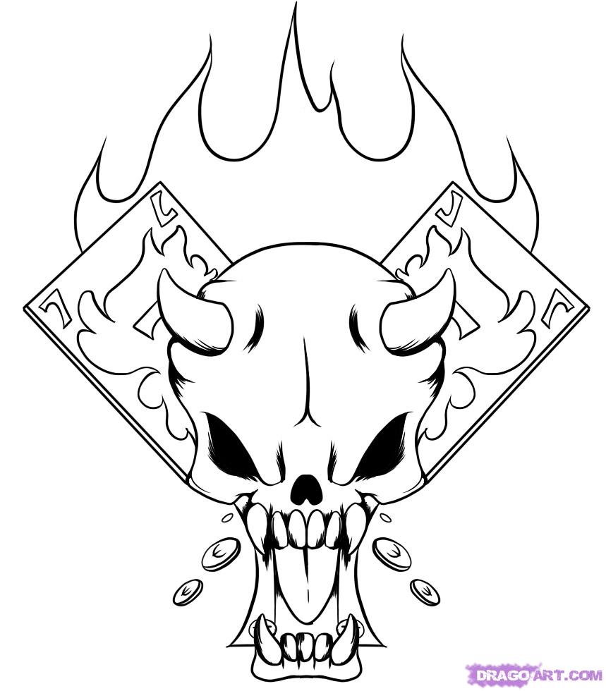 859x980 Coloring How To Draw A Cool Skull How To Draw Cool Skull Pics