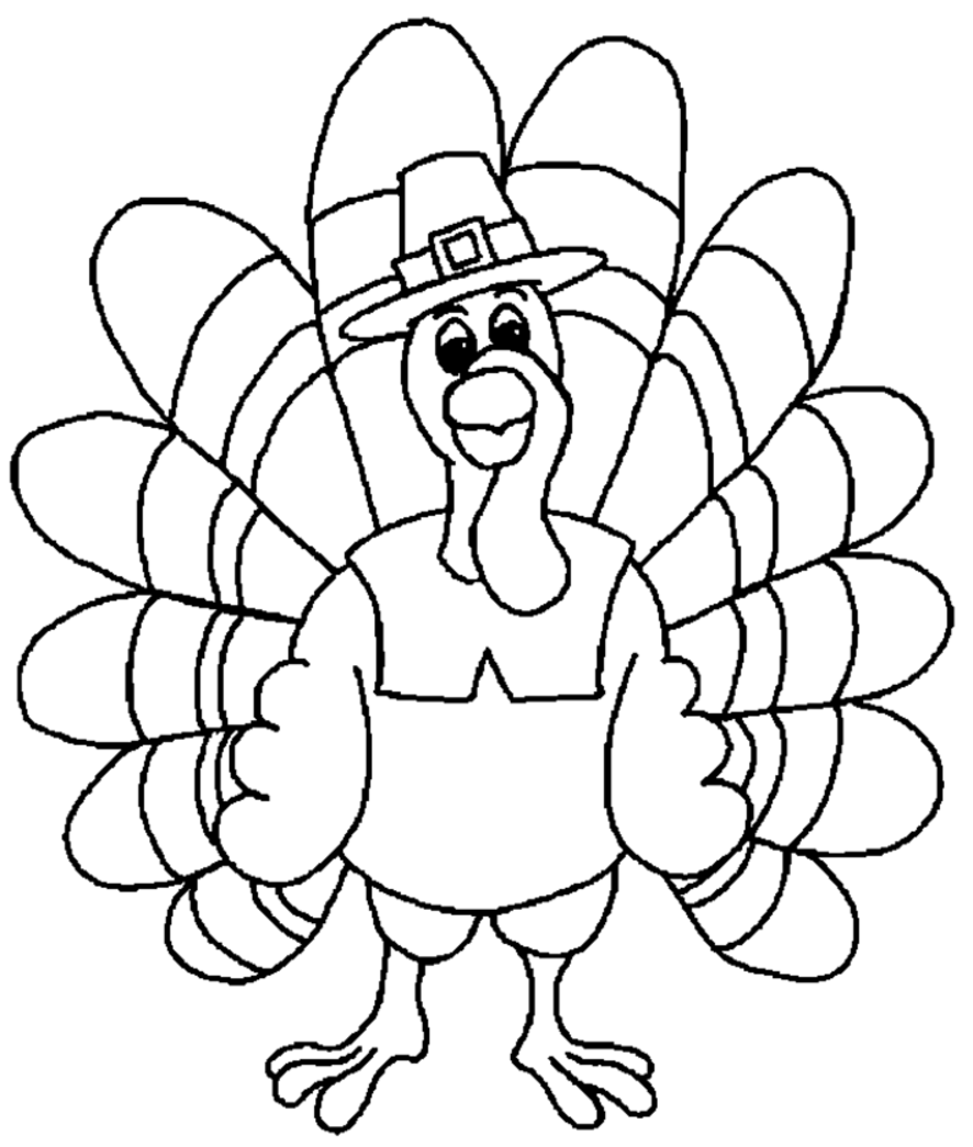 886x1045 Simple Turkey Coloring Page Easy Turkey Coloring Page