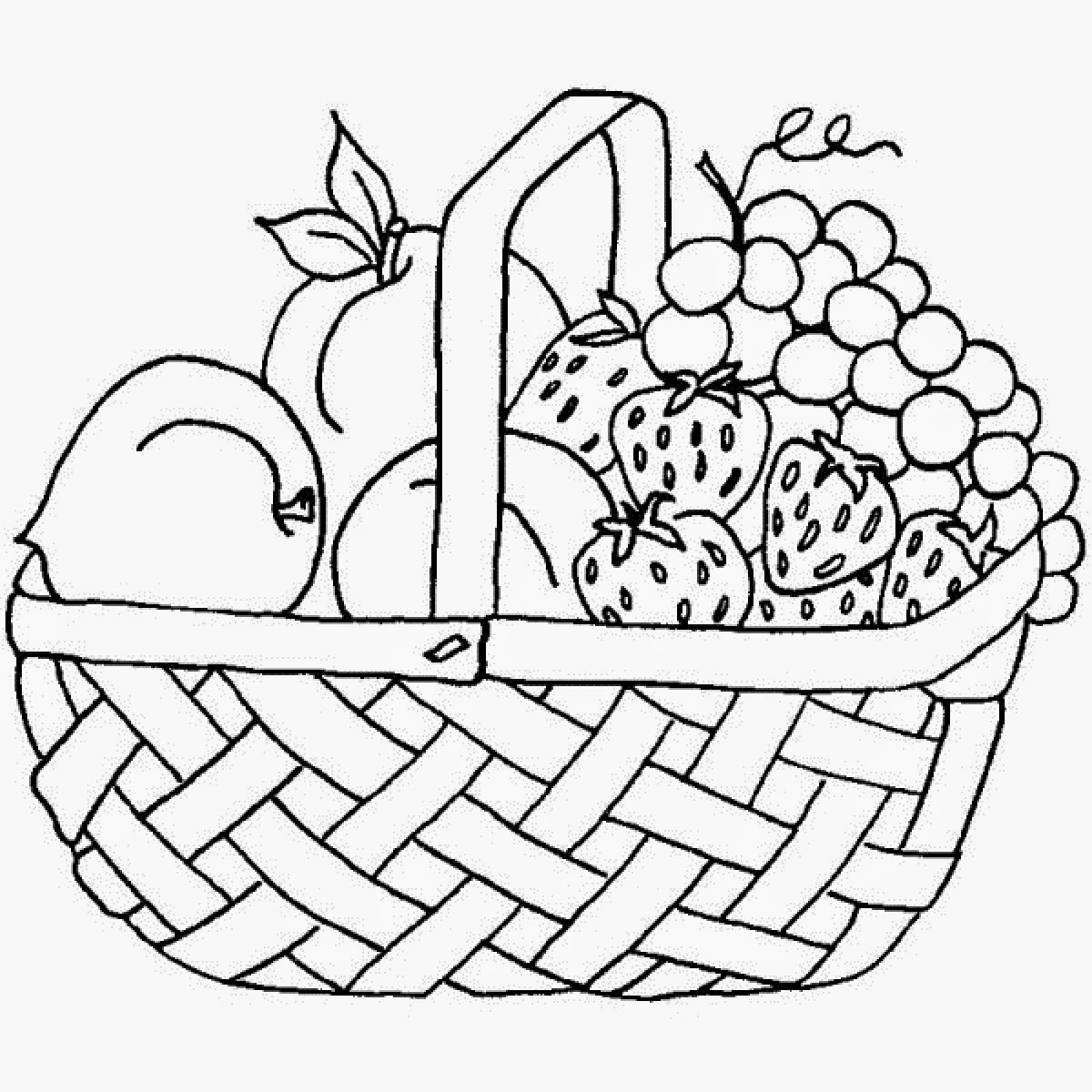 1200x1200 A Basket Of Fruits Drawing Coloring Fruit Basket Drawing