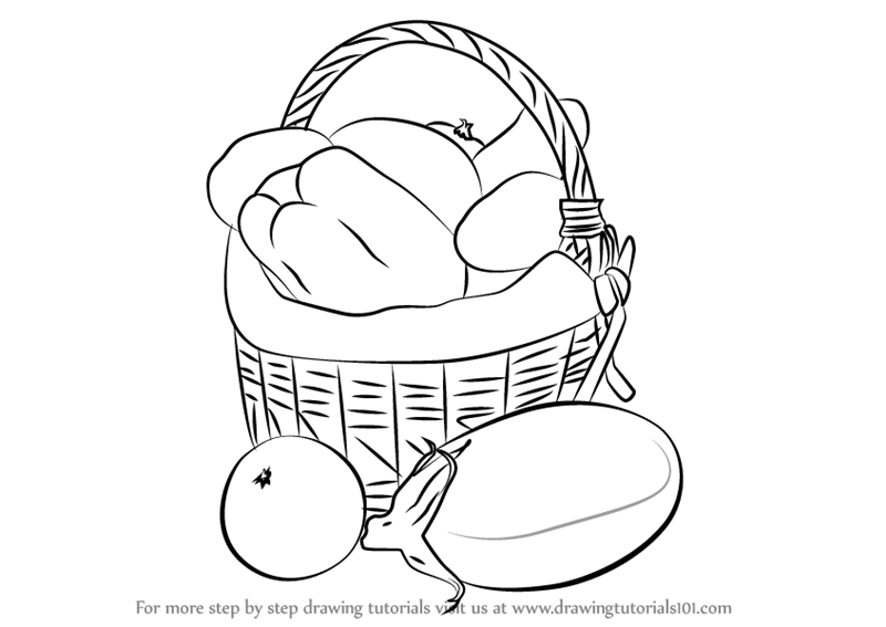 800x567 Learn How To Draw Vegetable Basket Easy (Vegetables) Step By Step