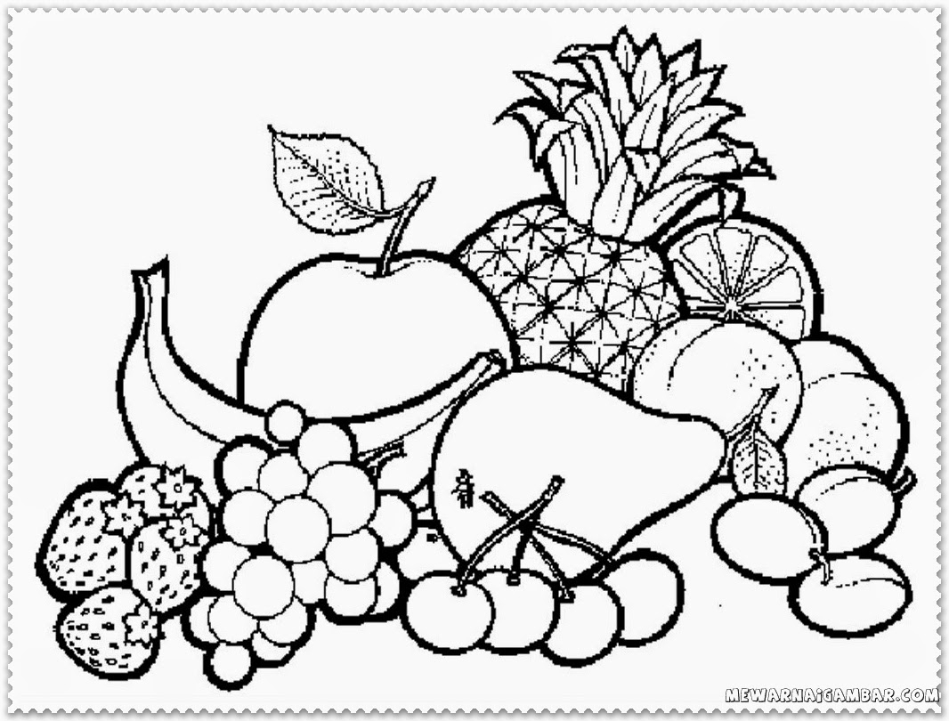 1066x810 Drawing Images Of Fruits A Basket Of Fruits Drawing Coloring Fruit