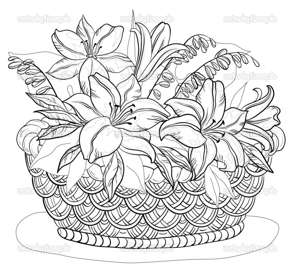 1024x931 Flower Basket For Drawing