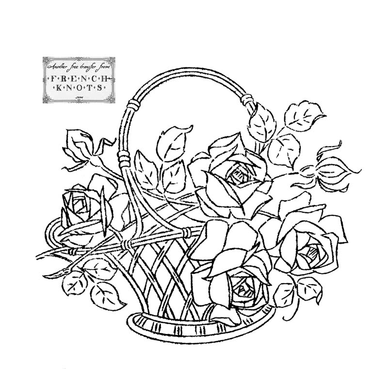 800x760 Flower Basket Hand Embroidery Patterns