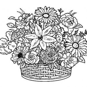300x300 How To Draw Basket Of Flowers Coloring Pages How To Draw Basket