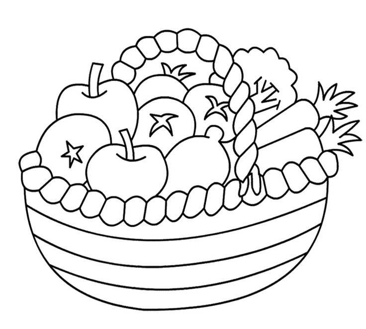 736x663 Drawn Vegetable Basket Drawing